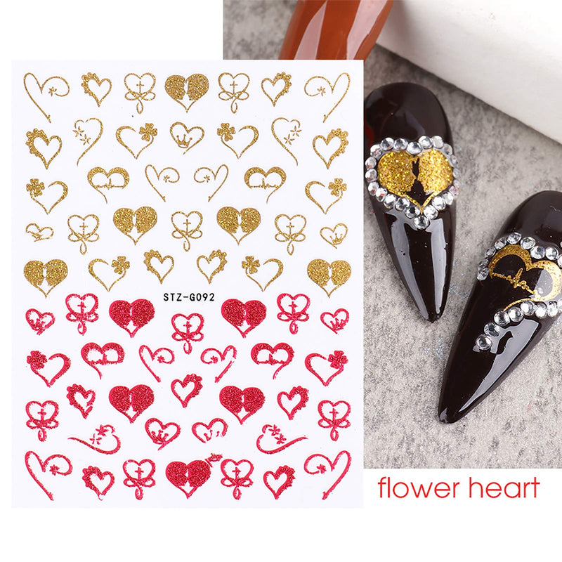 9 Sheets Fashion Matte Valentine's Day Nail Art Stickers,3D Self-Adhesive Glitter Shiny Stars Butterflies Leaves love Roses Wings Key Nail Decals For Acrylic Nail Supplies,Nail Decoration Beauty Accessories - BeesActive Australia