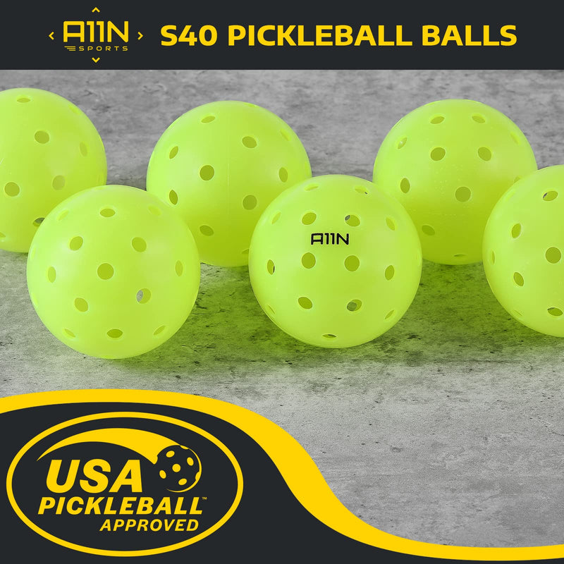 A11N S40 Outdoor Pickleball Balls- USAPA Approved, 6/12/50-Pack, Neon Green - BeesActive Australia