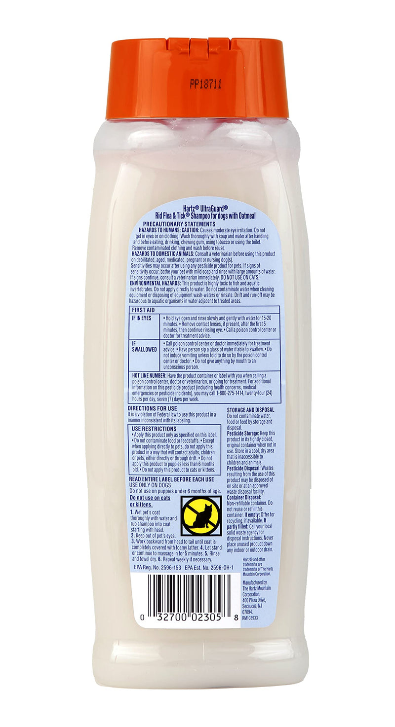 Hartz UltraGuard Rid Flea & Tick Oatmeal Dog Shampoo, Model:3270002305 - BeesActive Australia