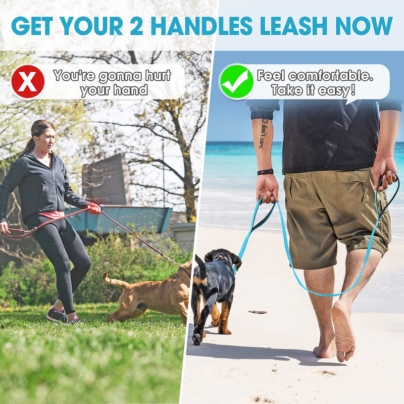 BAAPET Two Handle Dog Leash, Dual Soft Padded Handles with Traffic Control Handle Leash for Small Medium or Large Dogs Medium/Large (1.0'' x 5 FT) Blue - BeesActive Australia