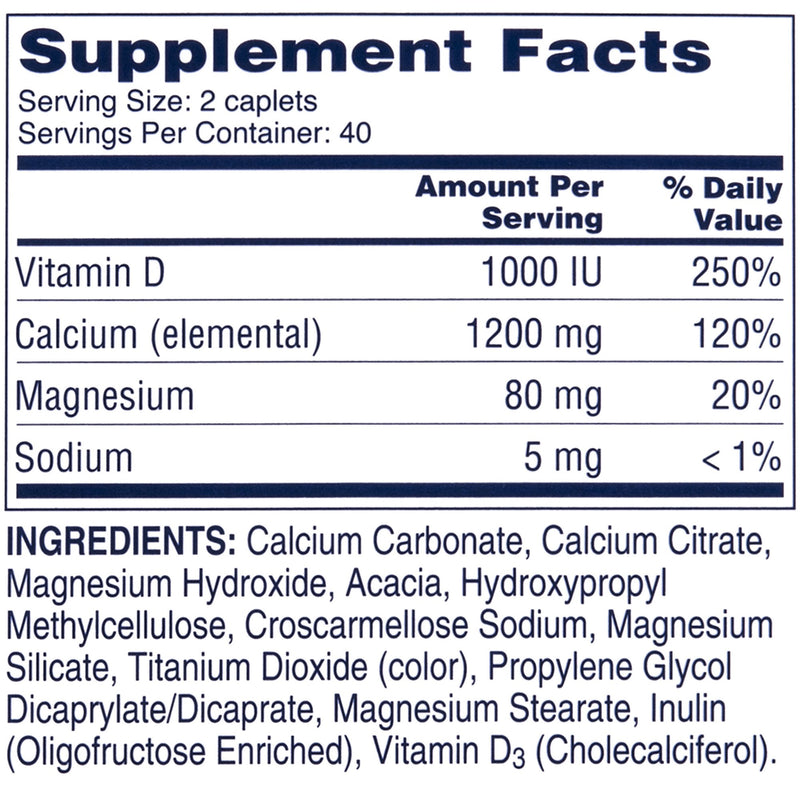 Citracal Slow Release 1200, 1200 mg Calcium Citrate and Calcium Carbonate Blend with 1000 IU Vitamin D3, Bone Health Supplement for Adults, Once Daily Caplets, 80 Count - BeesActive Australia