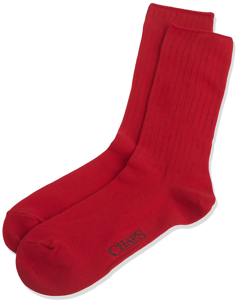 Chaps Men's Solid Casual True Rib Crew Socks (1 Pack) 6-12 Red - BeesActive Australia