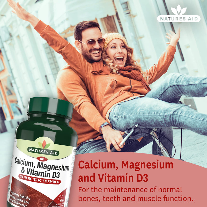 Natures Aid Calcium Magnesium and D3, Helps Maintain Normal Bones, Teeth and Muscle Function, Vegan, 90 Tablets Calcium Magnesium and D3, 90 Tablets - BeesActive Australia