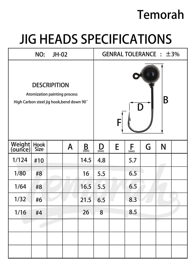Temorah Fly Tying Jig Heads Assorted 1/16 OZ 50PCS - BeesActive Australia
