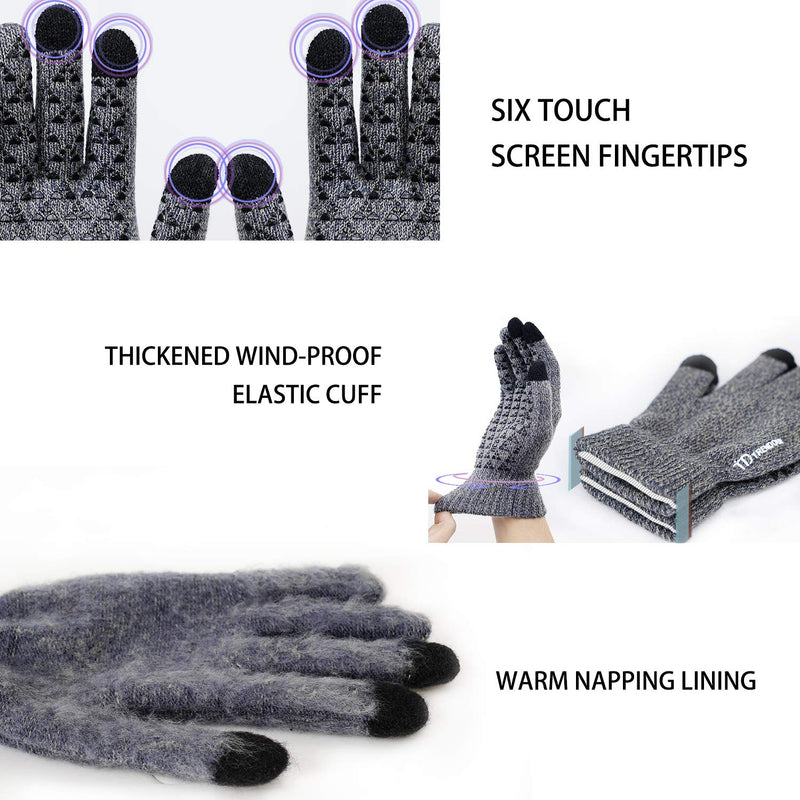 TRENDOUX Winter Gloves for Men Women - Upgraded Touch Screen Cold Weather Thermal Warm Knit Glove for Running Driving Hiking Light Gray Medium - BeesActive Australia