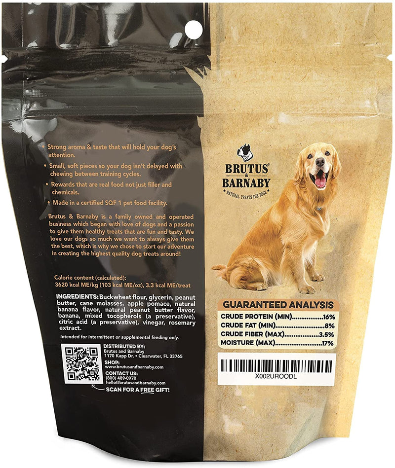 BRUTUS & BARNABY Training Treats for Dogs - Peanut Butter & Banana - All-Natural Healthy Low Calorie Vegan Treat - Great to Use for Rewards in Training Your Puppy Or Dog 1 Pound (Pack of 1) - BeesActive Australia