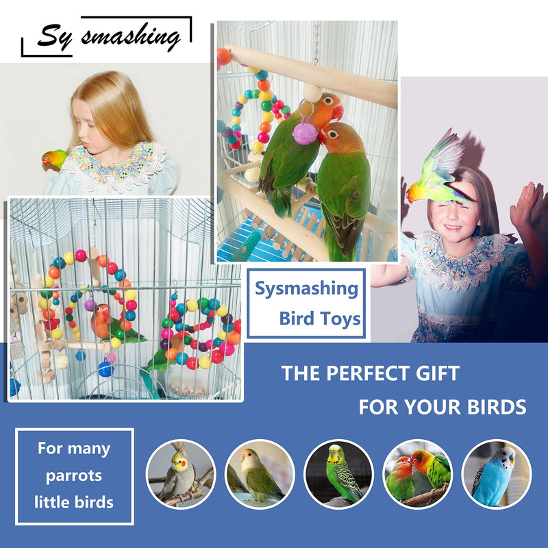 Sysmashing 22 Packs Bird Parakeet Cockatiel Toys,Parrot Swing Chewing Hanging Toy with Safe Bells,Bird cage Colorful Climbing Standing Rope Natural Wood Ladder Bungee Toys - BeesActive Australia