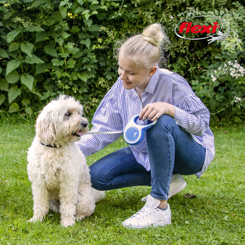 FLEXI New Comfort Retractable Dog Leash (Tape), for Dogs X-Small to Large, 10-26 ft Grey Large - 26 ft - BeesActive Australia
