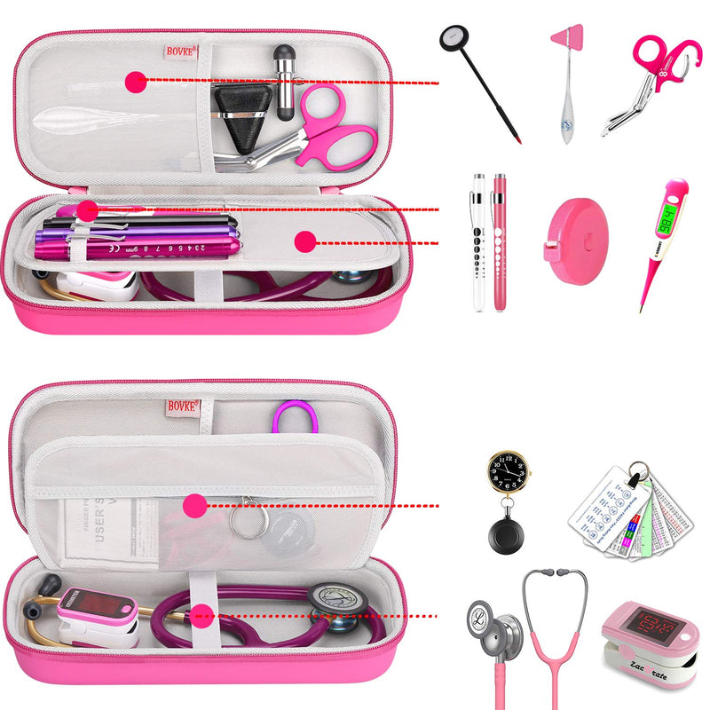 BOVKE Travel Stethoscope Case for 3M Classic III, Lightweight II S.E, Cardiology IV, MDF Acoustica Deluxe Stethoscopes - Extra Room fits Penlight EMT Medical Scissors Nurse Accessories, Raspberry Rasberry - BeesActive Australia