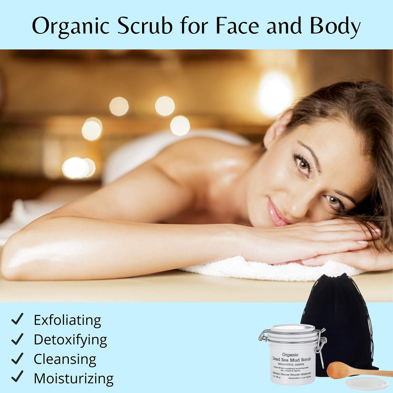 Organic Dead Sea Mud Scrub - Ultimate Detoxifier, Exfoliating Face and Body Scrub for Women and Men. Works as Face Moisturizer, Blackhead Remover, Face and Body Wash. Delightful Amber. 9 oz 9 Ounce (Pack of 1) - BeesActive Australia