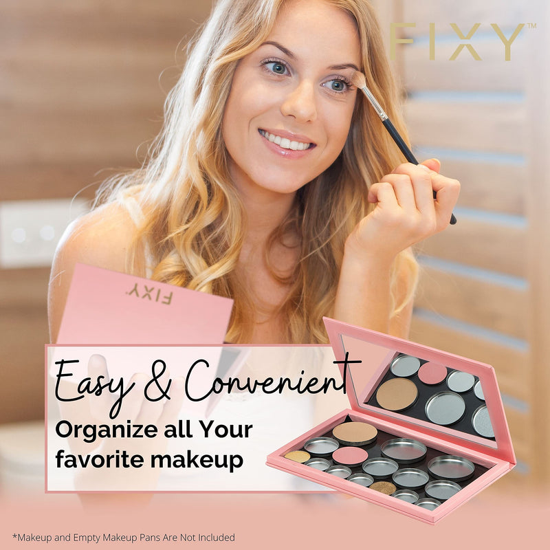 FIXY Empty Magnetic Makeup Palette with Mirror - Organize, Depot and Declutter Your Makeup Collection - Customize Your Own Bronzer, Blush and Eyeshadow Palette - Perfect Travel Makeup Organizer - BeesActive Australia