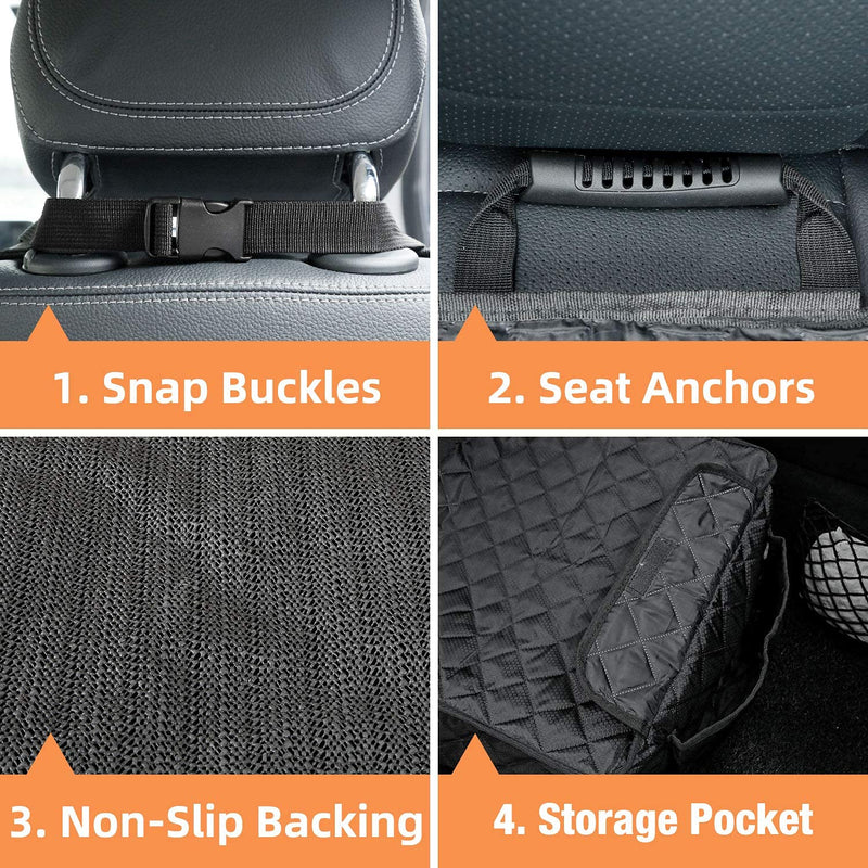 PETICON Waterproof Front Seat Car Cover 2 Pack, Full Protection Dog Car Seat Cover with Side Flaps, Nonslip Scratchproof Captain Chair Seat Cover Fits for Cars, Trucks, SUVs, Jeep, Black - BeesActive Australia