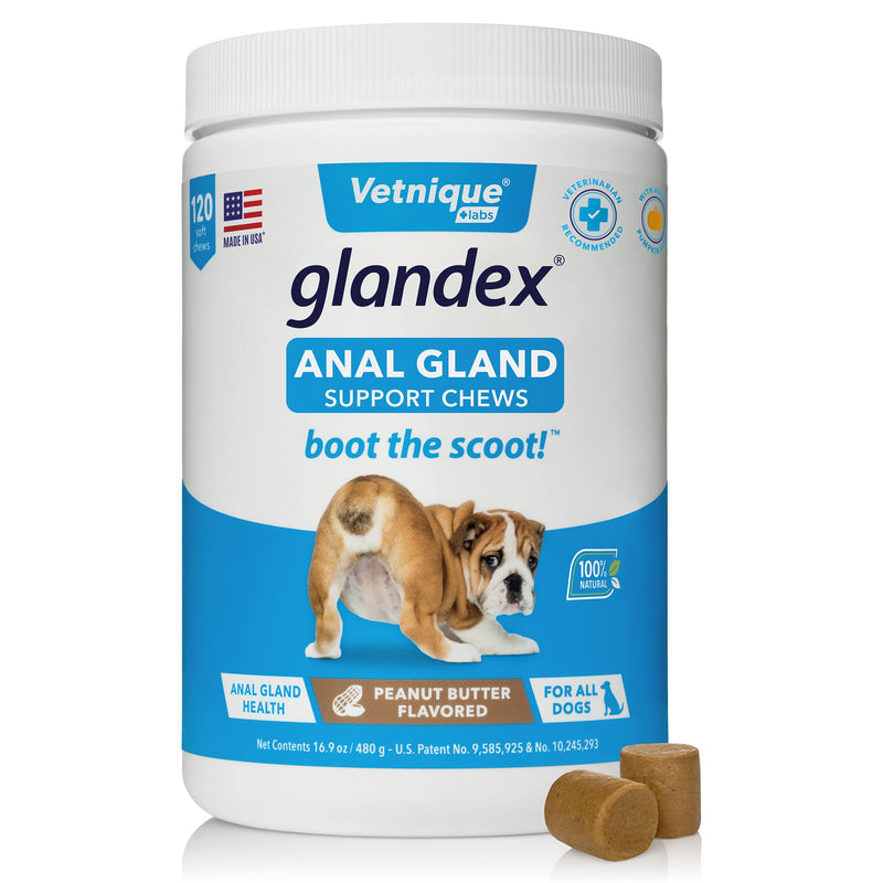 Glandex 120ct Peanut Butter Fiber Supplement Soft Chews with Profivex 30ct Pet Probiotic Soft Chews Bundle - BeesActive Australia