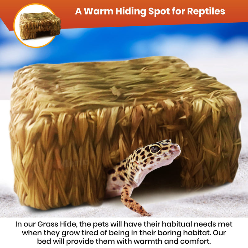 Meric Grass Ball Python Hide, Cave Hideaway Box for Lizards, Boa, Corn Snake, Gecko, Lizard, Hamster, Gerbil - BeesActive Australia