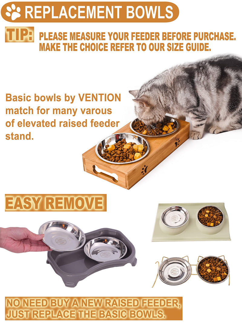 VENTION Shallow Cat Food Bowls, 7 - 56 Oz Replacement Stainless Steel Cat Bowls for Elevated Stand, Whisker Fatigue Cat Bowls, Metal Cat Dishes, Dishwasher Safe, 4.9'' - 10.6'' Basic Bowls for Cat SET OF 4 5 7/10 Inch-Outer Dia. - BeesActive Australia