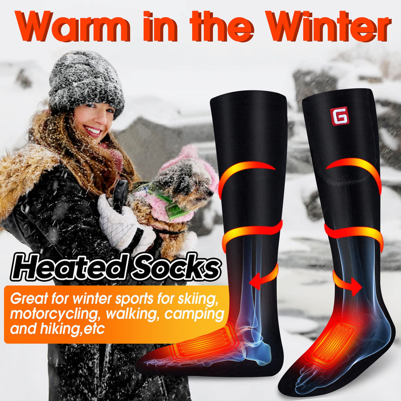 Rabbitroom Heated Socks Women Electric Battery Socks Thermal Insulated Socks for Arthritis, Winter Thick Warm Cotton Sox Heating Foot Warmer, Unisex & USA 6-13 Size Black Medium - BeesActive Australia