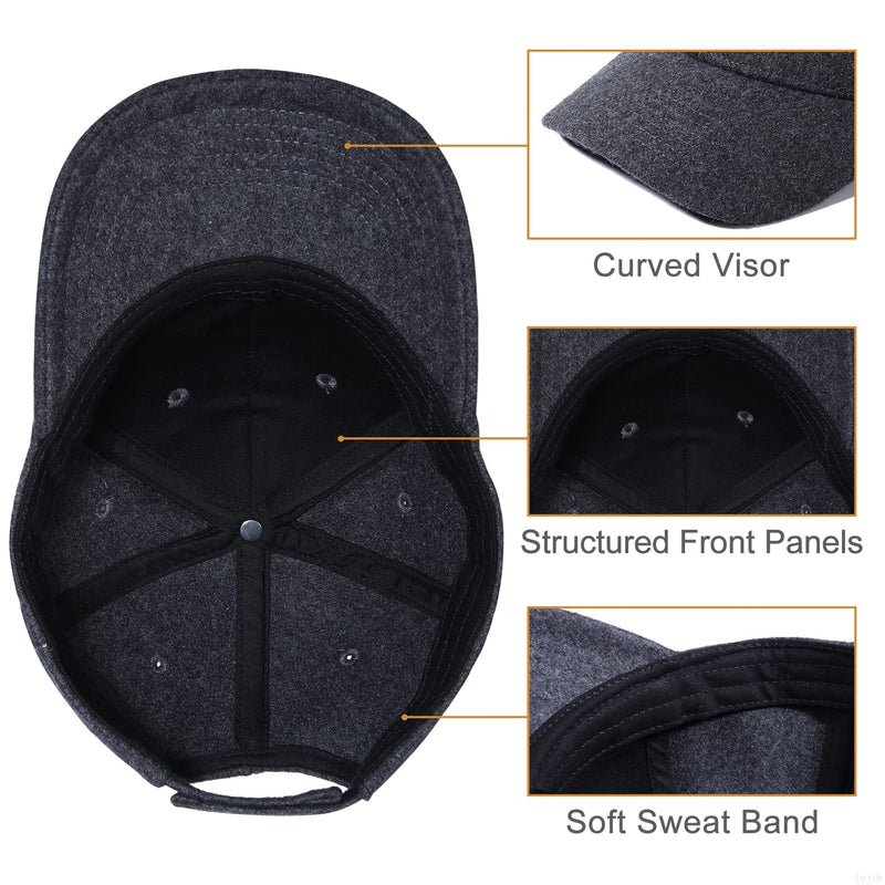 GADIEMKENSD Warm Wool Baseball Caps Adjustable Size Structured, Grey 7 1/8-7 1/2 - BeesActive Australia
