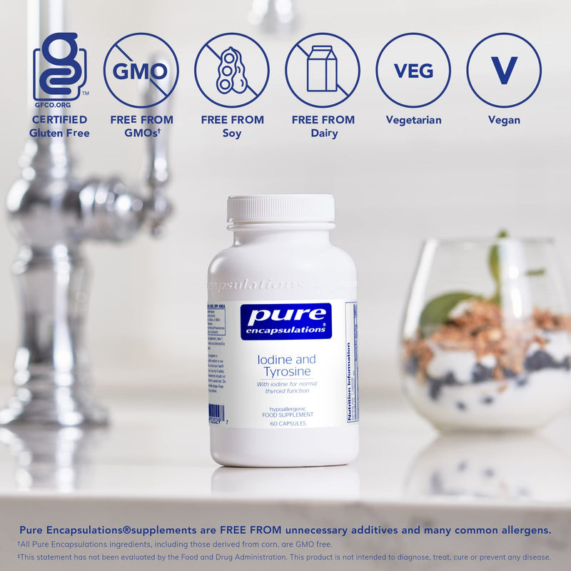 Pure Encapsulations - Iodine & Tyrosine - Thyroid Function and Nervous System - 60 Capsules - BeesActive Australia