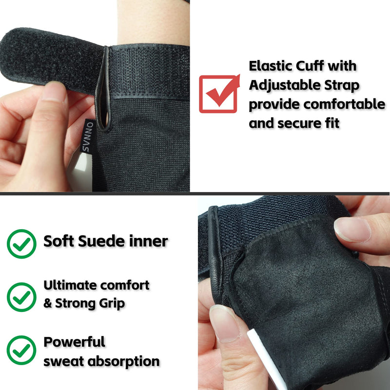 ONNAS 100% Leather Insulated Horse Riding Gloves for Women, Windproof Equestrian Riding Gloves for Ladyies, Breathable Horseback Riding Gloves for Girls Outdoor Cycling Driving Gardening Small Goat Leather Black - BeesActive Australia