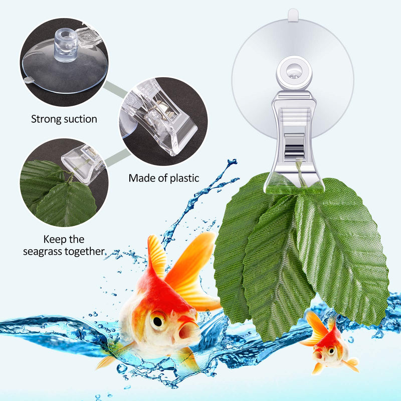 Jetec 8 Pieces Fish Seaweed Clip Plant Suction Cup with Clip Feed Holder Clip for Aquarium Fish Tank Accessories - BeesActive Australia