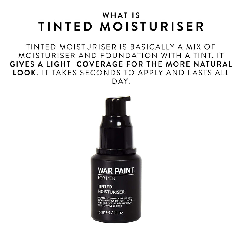 War Paint Men's Tinted Moisturiser - (Shade Light) - 5 Shades available - Makeup Crafted For Men - Cruelty Free Vegan Products - Perfect Tone - Made in The UK - BeesActive Australia