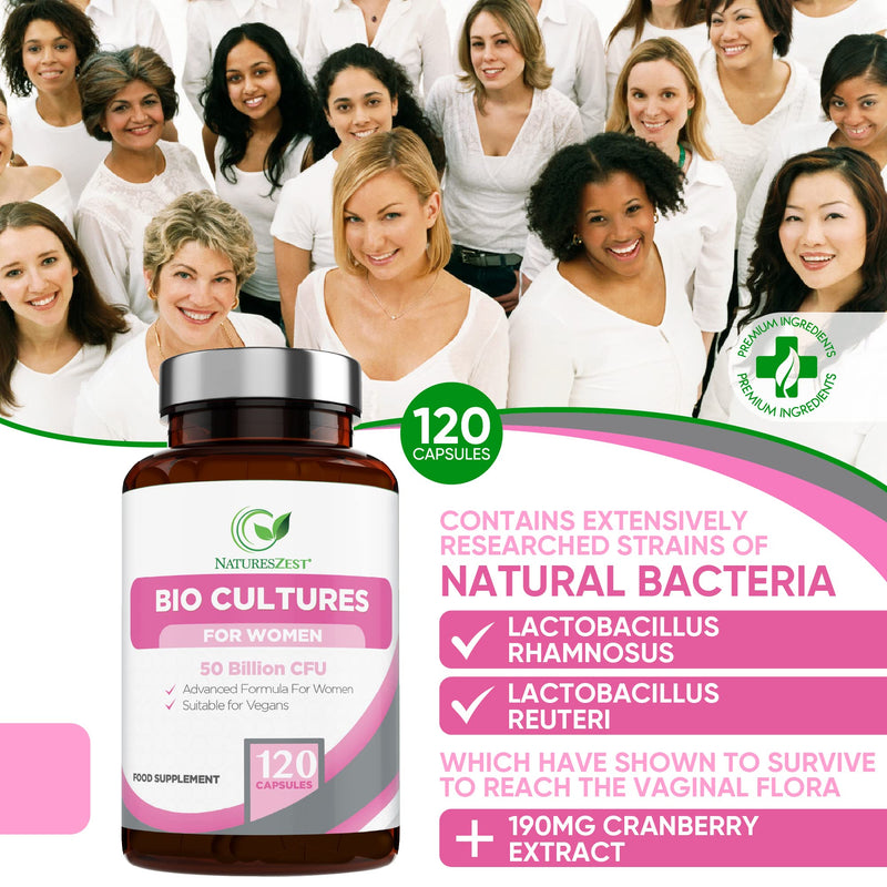 Probiotics for Women - 50 Billion CFU with Prebiotics and Cranberry � 120 Vegan Caps � Women�s Probiotic Supplement with Lactobacillus Reuteri and Acidophilus Probiotic, UK Made � Packaging May Vary - BeesActive Australia