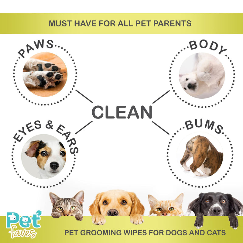 Pet Faves Dog Wipes for Paws and Butt - Plant Based Deodorizing Hypoallergenic Grooming Wipes with Aloe & Vitamin-E. Unscented and Alcohol Free Pet Wipes for Dogs and Puppies. 100 Count - BeesActive Australia