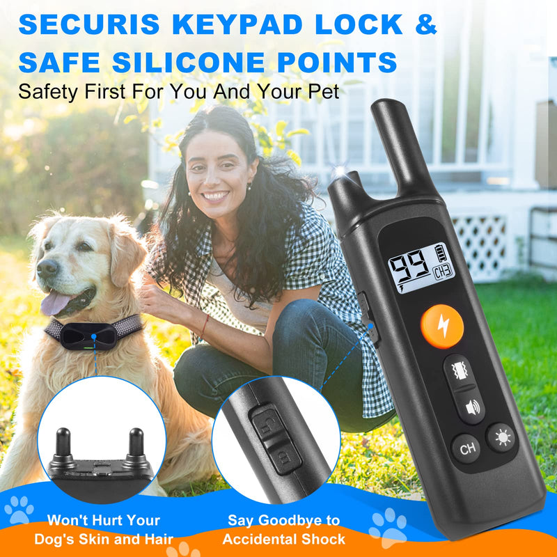NOLTSE Dog Training Collar with Remote 2600FT, Dog Shock Collar with 99 Levels Shock & Vibration, Beep, Light and Keypad Lock Modes, Rechargeable Waterproof Electric Shock Collar Light Black - BeesActive Australia