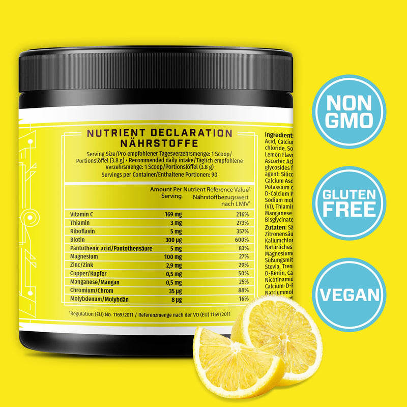 KEY NUTRIENTS Electrolytes Powder No Sugar - Refreshing Lemonade Electrolyte Drink Mix - Hydration Powder - No Calories, Gluten Free - Powder and Packets (20, 40 or 90 Servings) - BeesActive Australia