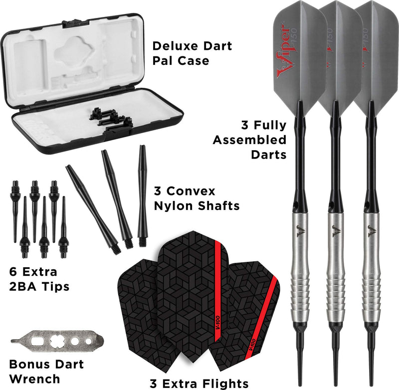 [AUSTRALIA] - Viper V-Factor 90% Tungsten Soft Tip Darts with Storage/Travel Case Partial Shark Fin (20 Grams) 