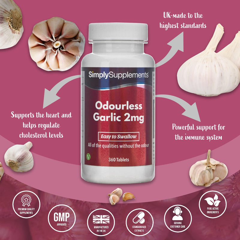 Odourless Garlic 2mg | 360 Tablets | Supports Heart Health & Circulation | Manufactured in The UK - BeesActive Australia