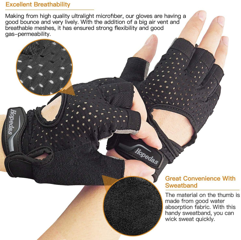 Hopedas Workout Gloves Weight Lifting Gloves Palm Support Protection for Men Women, Exercise Gloves Sports for Training, Fitness, Gym, Black Small - BeesActive Australia
