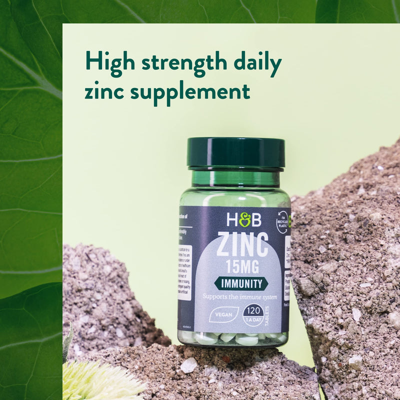 Holland & Barrett Zinc 15mg - Supports The Immune System - 120 Tablets Unflavoured 120 Count (Pack of 1) - BeesActive Australia