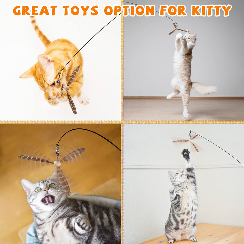 JXFUKAL Cat Wand Toys, Interactive Cat Toys with 3 Feather Refills, 29'' Flexible Steel Wire, Sturdy Wood Handle & Bell for Kitty Kitten, Cat Toys for Indoor Cats Cat Teaser Cat String Toy Set A - BeesActive Australia
