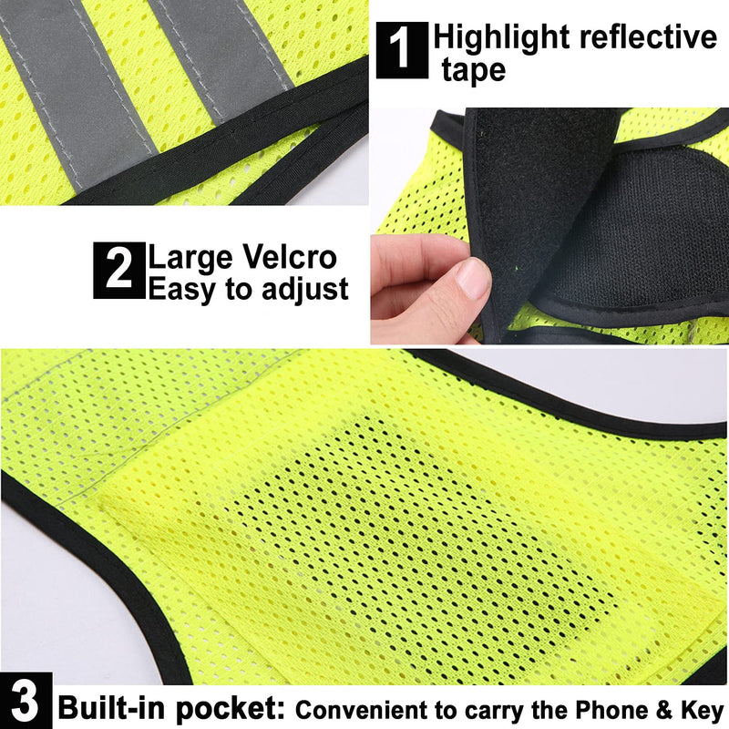 Reflective Night Running Vest with Adjustable Strap & Breathable Holes, Ultrathin Lightweight Safety Vest with 360° High Visibility for Running, Jogging, Cycling, Hiking, Walking, Yellow - BeesActive Australia