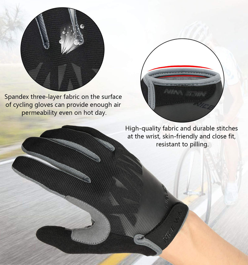 NICEWIN Cycling Gloves Motorcycle Bike Mountain- Road Bicycle Men Women Padded Antiskid Touch Screen Black 1 Small - BeesActive Australia