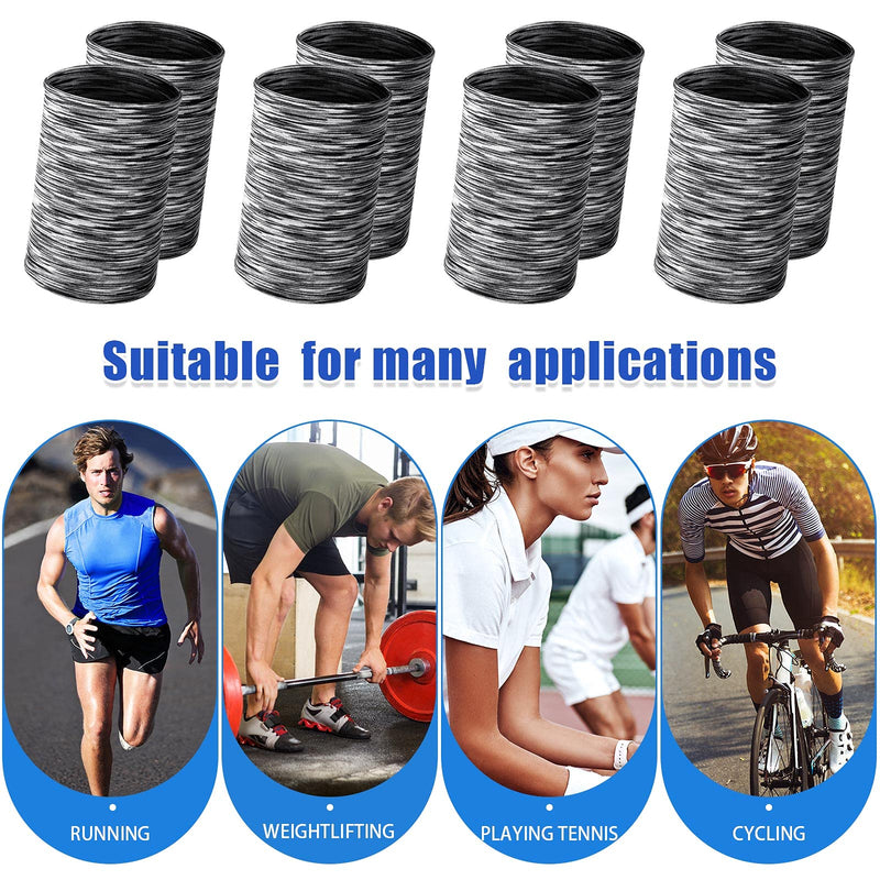 Sratte 8 Pairs Cooling Wristbands Non Slip Exercise Wrist Sweatband Sports Sweat Absorbing Wristband Unisex Athletic Wristband for Running Cycling Yoga Basketball Black - BeesActive Australia