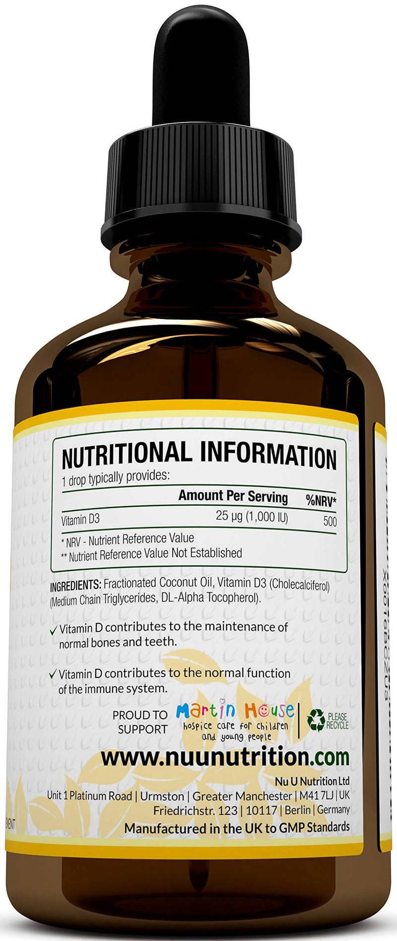 Vitamin D Drops 1000 IU 10,000 IU per 10 Drops - 50% More 90ml Equivalent to 3000 Drops - High Strength Liquid D3 in MCT Oil with Flexible Dosage - High Strength Vitamin D Supplement - BeesActive Australia