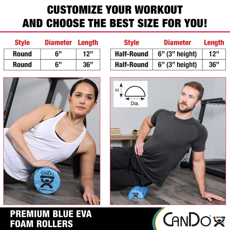 CanDo Premium Blue Marble EVA Foam Roller for Muscle Restoration, Massage Therapy, Sport Recovery and Physical Therapy 6" x 12" Half-Round 6" X 12" Half Round - BeesActive Australia