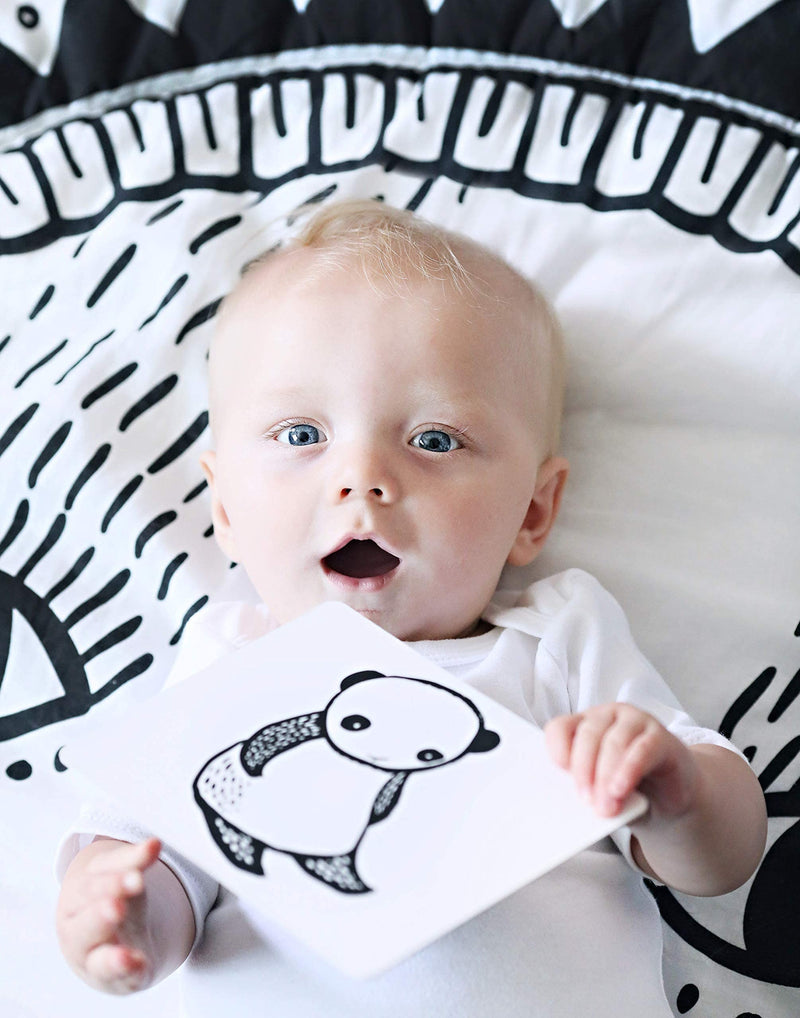Wee Gallery Black and White Art Flash Cards for Babies, High Contrast Educational Animal Picture Cards, Baby Visual Stimulation, Brain and Memory Development in Infants and Toddlers - B&W Animals Black and White Collection - BeesActive Australia