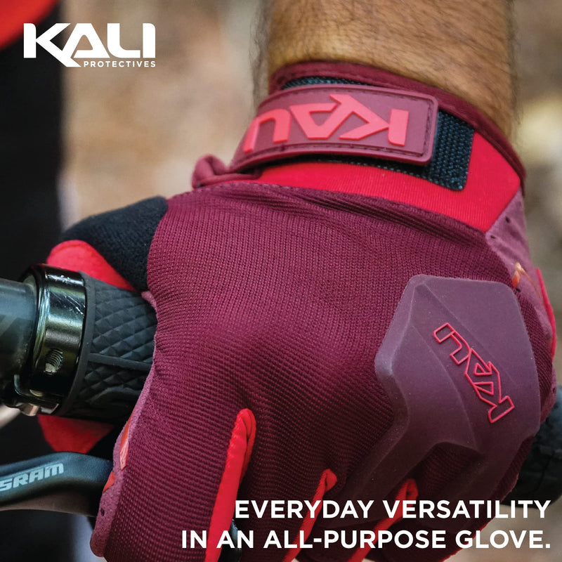Kali Protectives Venture Adult Off-Road BMX Cycling Gloves Small Logo Black/Red - BeesActive Australia