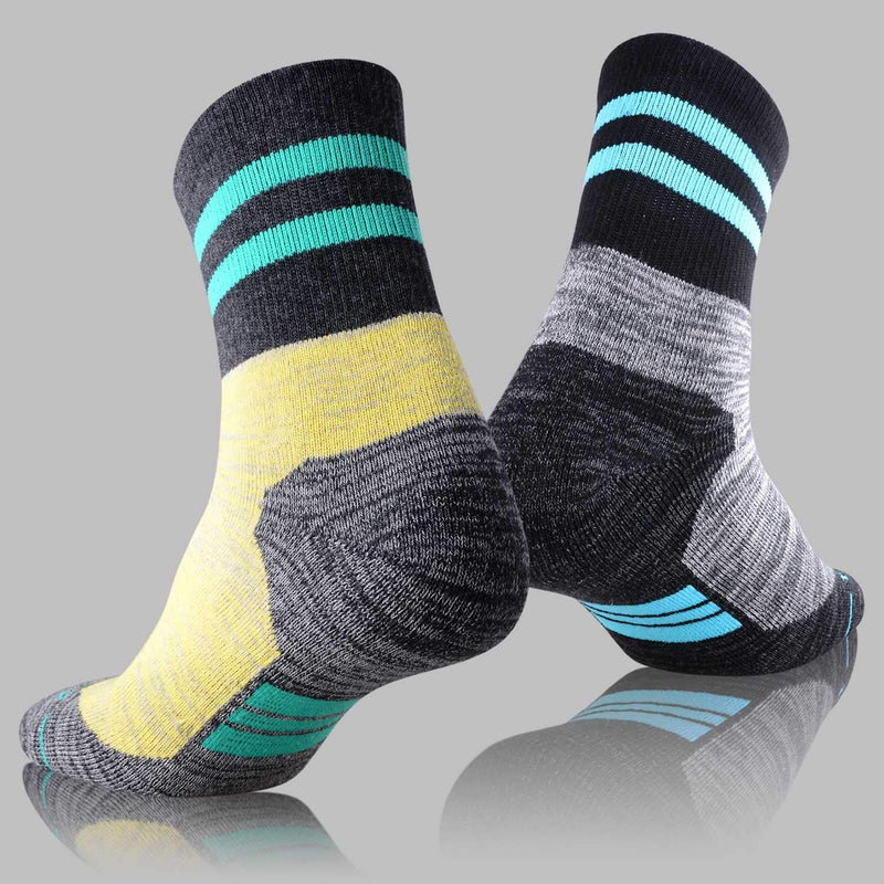 Women's Hiking Walking Socks, FEIDEER Multi-pack Outdoor Recreation Socks Wicking Cushion Crew Socks Blue/Dark Gray/Purple/Light Red/Light Yellow Large - BeesActive Australia