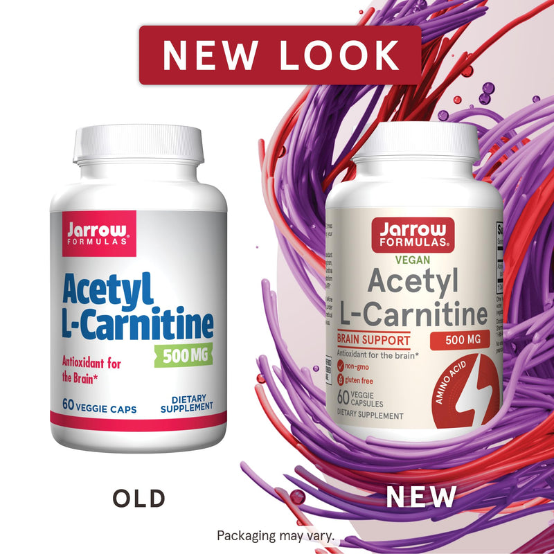 Jarrow Formulas Acetyl L-Carnitine Capsules - 500 mg - 60 Count - for Brain Health & Fatty Acid Metabolism - Vegetable Capsules - Non-GMO - Gluten Free 60 Servings (Pack of 1) - BeesActive Australia