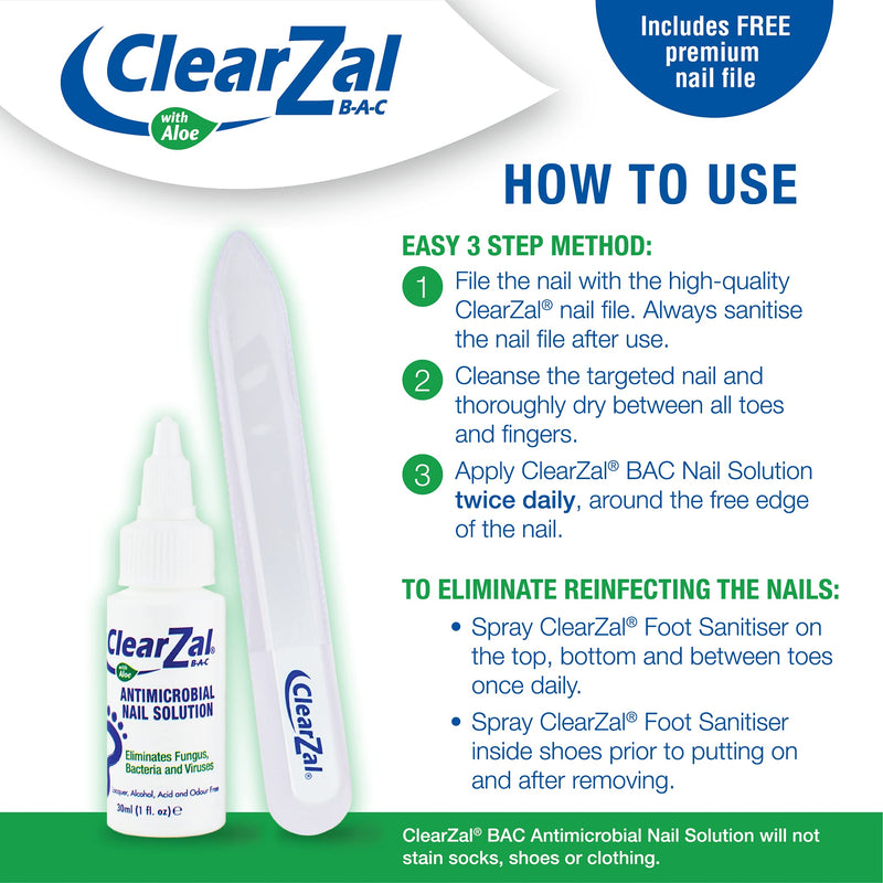 ClearZal Fungal Nail Treatment | Antimicrobial Nail Solution 30ml | Kills Fungus, Bacteria and Viruses - BeesActive Australia
