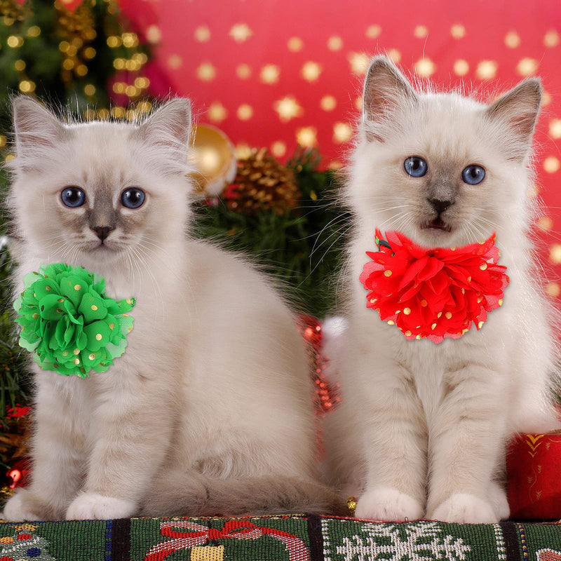 4 Piece Christmas Cat Collar Breakaway Adjustable Safety Kitty Collar with Cute Bow Tie and Bell Snowflake Plaid Cat Collar with Green Red Kitten Accessories Pet Collar Flower for Small Animal Holiday - BeesActive Australia