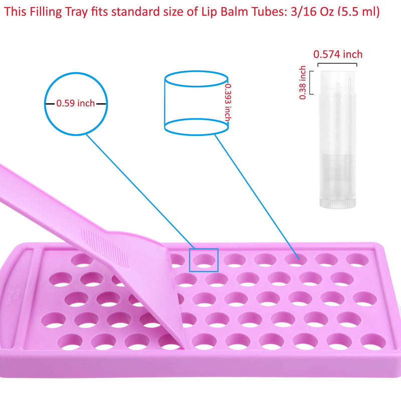 Lip Balm Filling Tray and Spatula Set - Fast and Easy To Use - Just Pour & Spread - Instantly Fills 50 Lip Balm Containers 3/16 Oz (5.5 ml) (sold separately) (Purple) Purple - BeesActive Australia