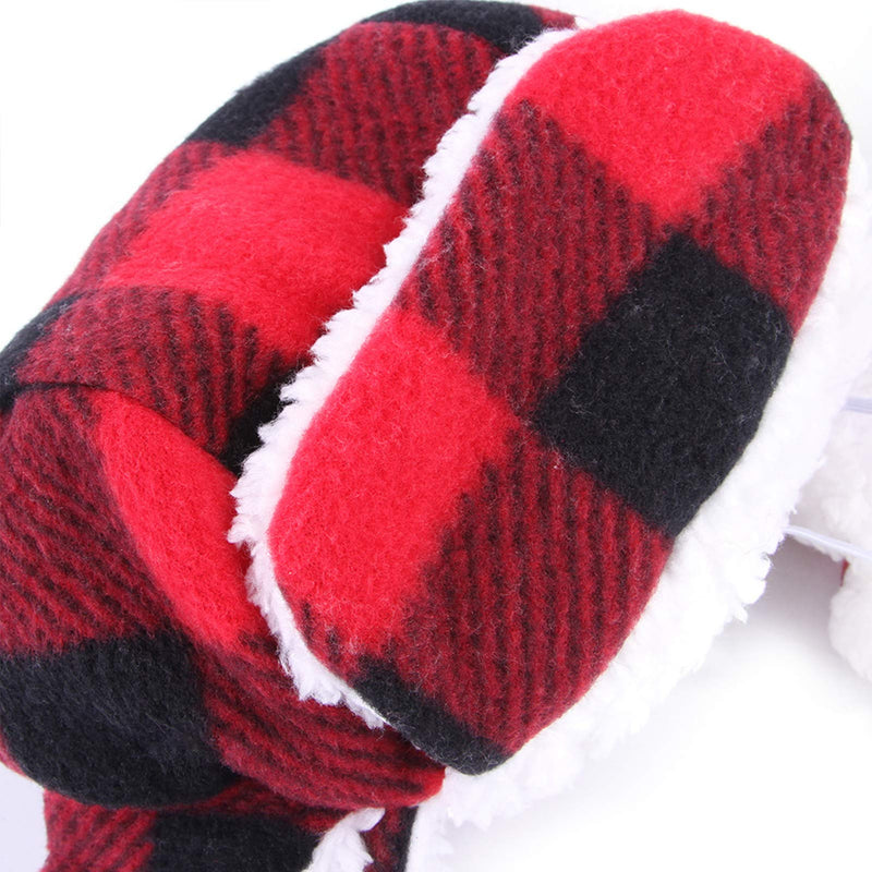 SEIS Christmas Dog Hat with Earmuffs Winter Adjustable Pet Red Plaid Pet Cap Xmas Dog Headwear for Small Medium Large Dogs Free Size - BeesActive Australia