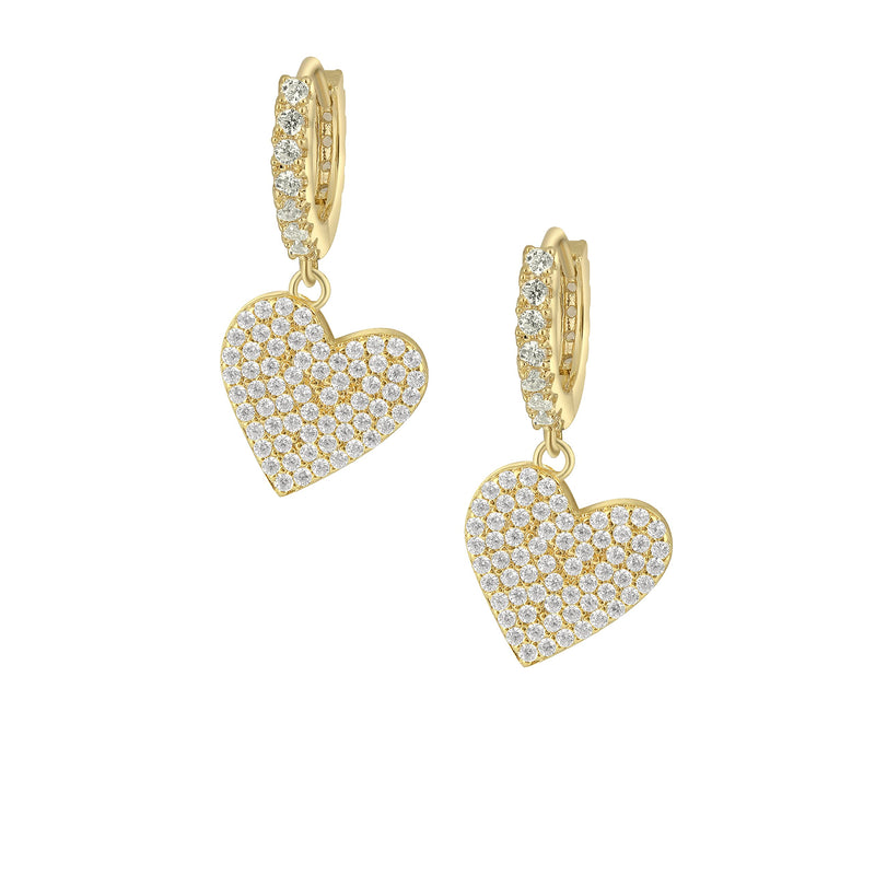 GOVENUS 14K Gold Plated Cubic Zirconia Dainty Lightweight Huggie Hoop Earrings With Dangle Drop Earrings for Women Girls Jewelry Gift Heart-Gold - BeesActive Australia