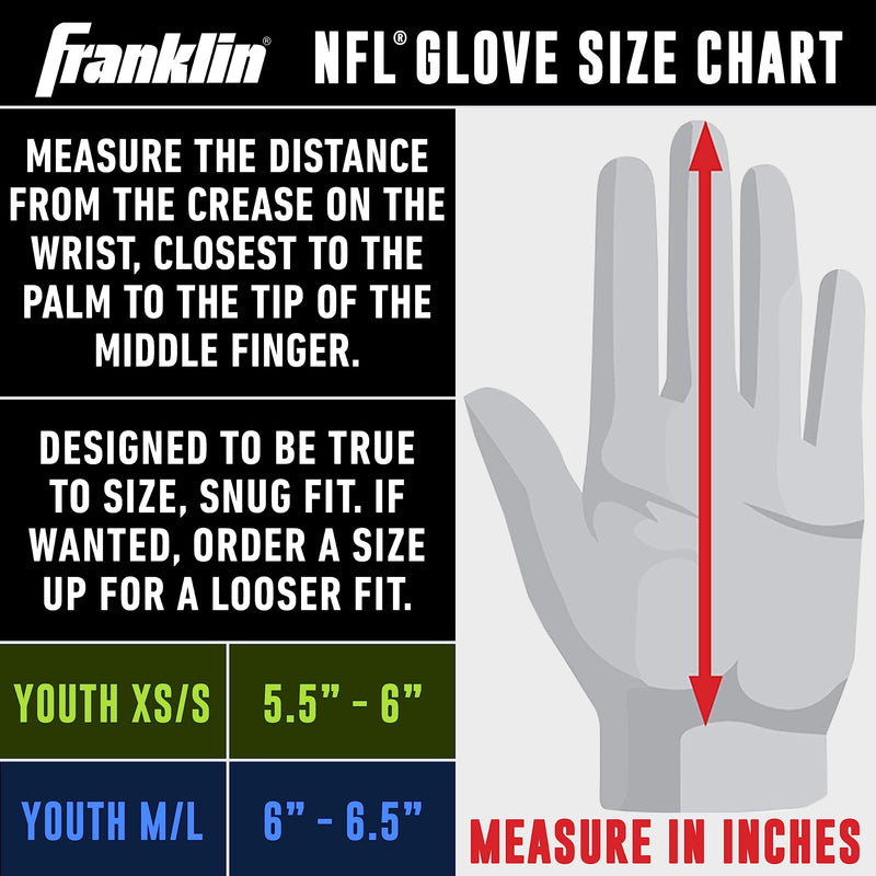 Franklin Sports Youth NFL Football Receiver Gloves - Kids Football Gloves Pair - NFL Team Logos and Silicone Palm - All Youth Sizes - Great Game Gear + Football Costume Accessory Kansas City Chiefs Youth X-Small/Small - BeesActive Australia
