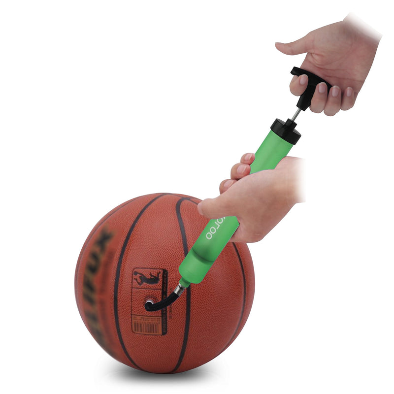 Skoloo 10" Portable Hand Air Ball Pump Inflator Kit with Needle, Nozzle, Extension Hose for Soccer Basketball Football Volleyball Water Polo Rugby Exercise Sports Ball Balloon Swim Inflatables Green - BeesActive Australia